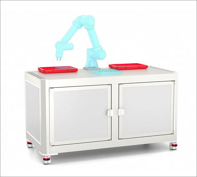 Workstation for cobot with two-door cabinet ,Isla para robot con gabinete incluido