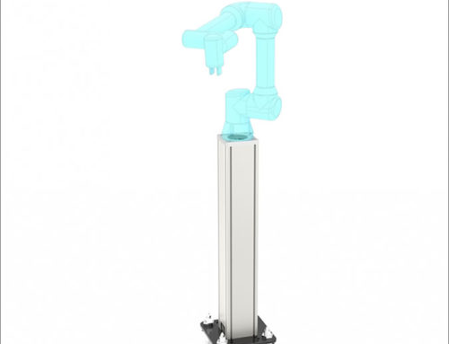 Compact robot column with levelling base plate