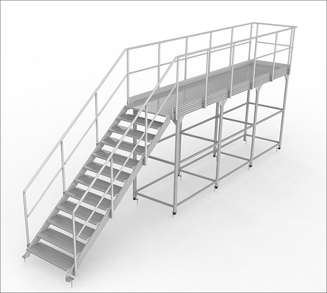Maintenance platform with railings